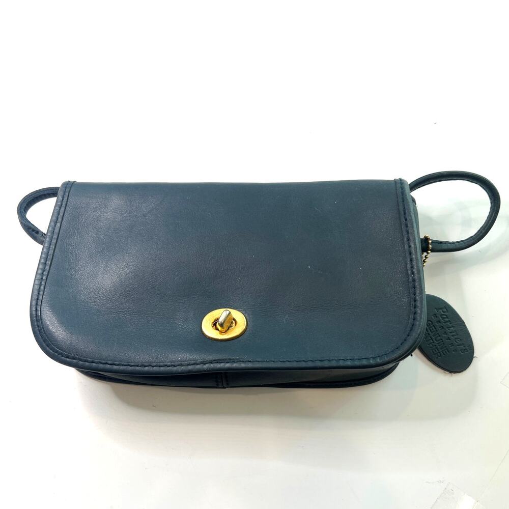 VINTAGE 90's Partners by MERVYNS Navy Blue Leather Front Flap Crossbody Purse